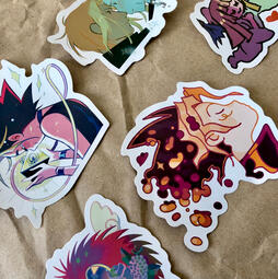 Takahashi tribute stickers - by Léa Rey-Mauzaize, Aquiboni, Zenorae, Bisou Cool and Nocturnalwalkr